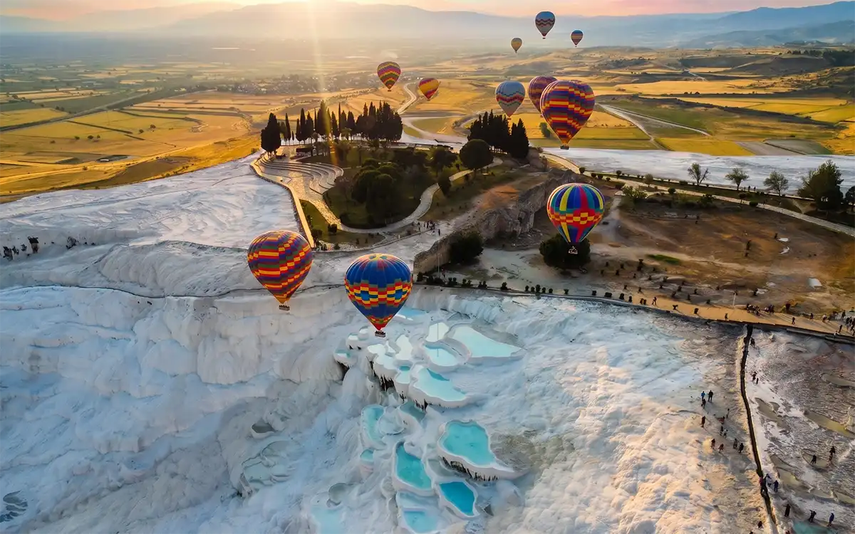 Pamukkale hot air balloon flight at sunrise