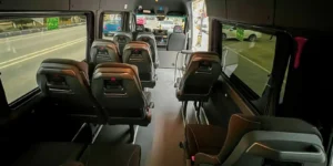 Interior of the shared shuttle from Kayseri Airport to Göreme, Mercedes Sprinter
